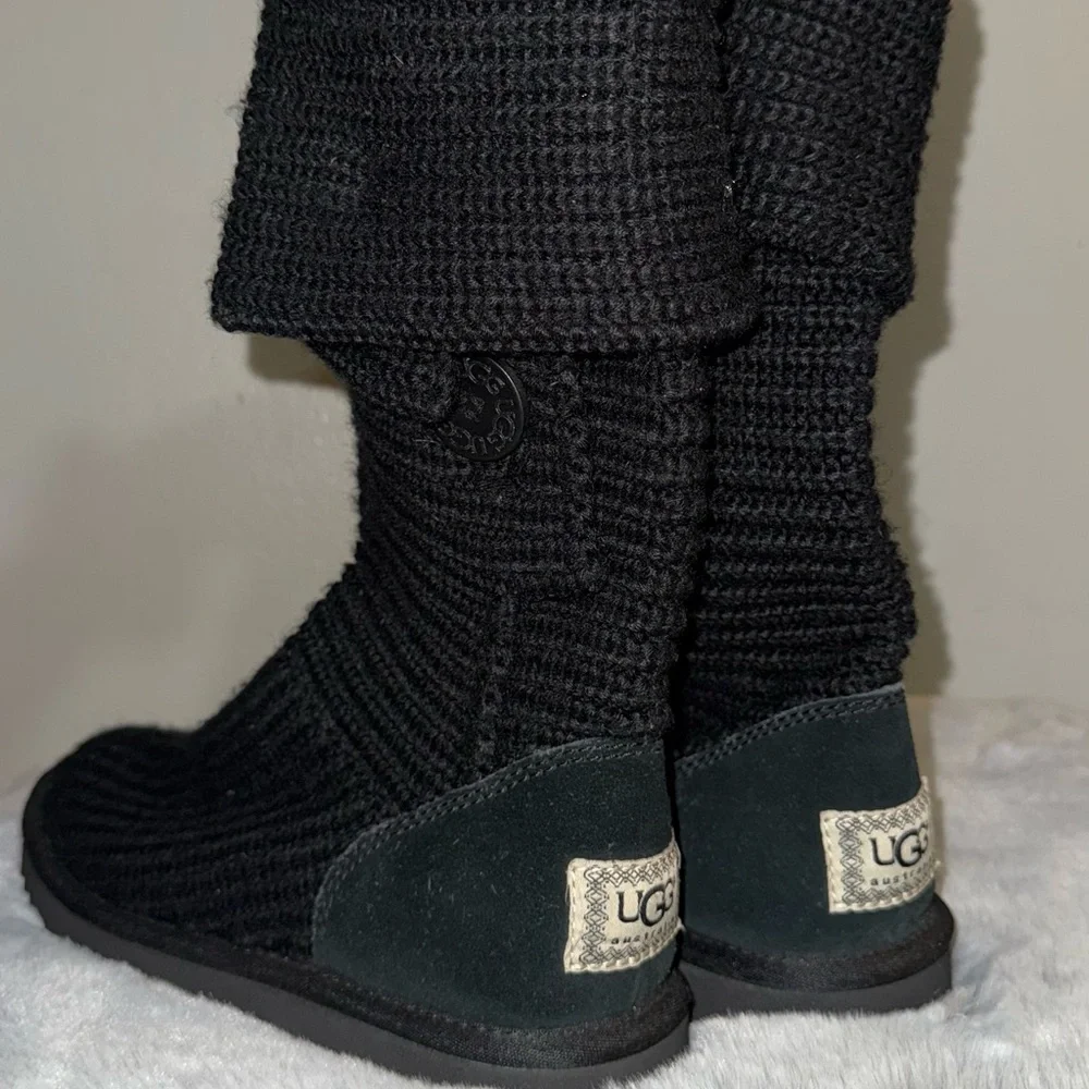 UGG Black Knit Button Winter Boots - Picture 5 of 7